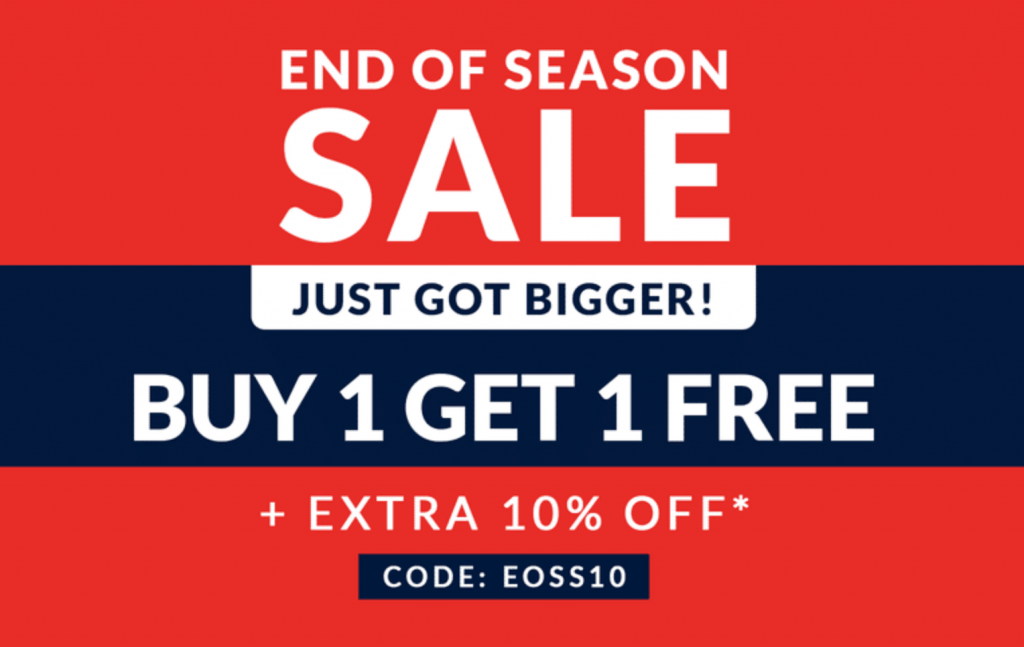 End of Season Sale - Buy 1 Get 1 Free deal